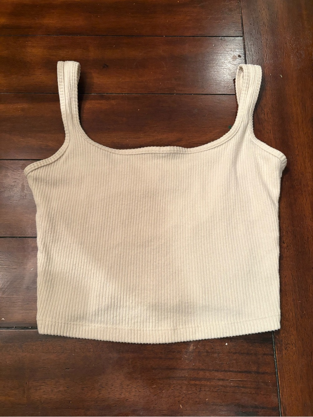 Hollister Cream Ribbed Square-Neck Tank